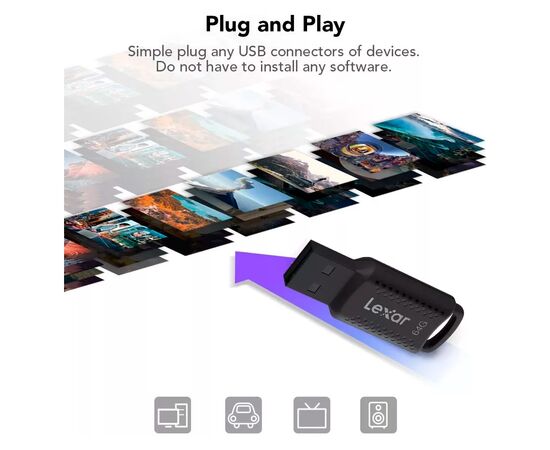 USB флеш накопитель Lexar 64GB JumpDrive V400 Black USB 3.0 (LJDV400064G-BNBNG), изображение 7 USB флеш накопитель Lexar 64GB JumpDrive V400 Black USB 3.0 (LJDV400064G-BNBNG), изображение 7
