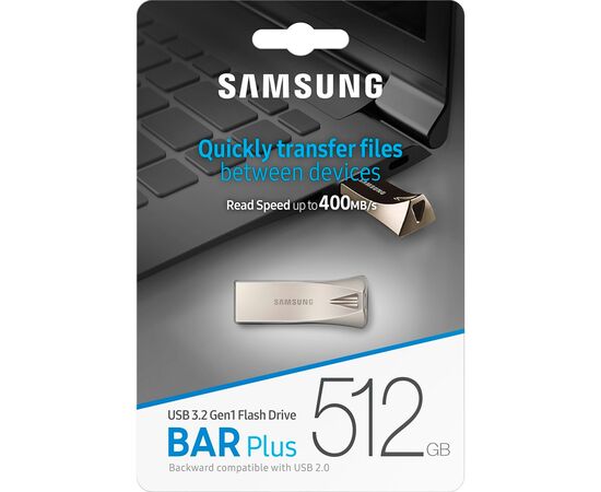 USB флеш накопитель Samsung 512GB Bar Plus Champagne Silver USB 3.2 (MUF-512BE3/APC), изображение 7 USB флеш накопитель Samsung 512GB Bar Plus Champagne Silver USB 3.2 (MUF-512BE3/APC), изображение 7