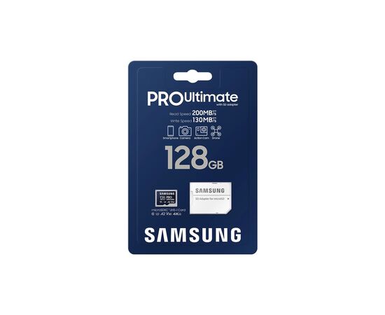 Карта памяти Samsung 128GB microSDXC class 10 UHS-I U3 V30 A2 Pro Ultimate (MB-MY128SA/WW), изображение 8 Карта памяти Samsung 128GB microSDXC class 10 UHS-I U3 V30 A2 Pro Ultimate (MB-MY128SA/WW), изображение 8