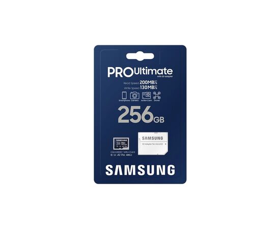 Карта памяти Samsung 256GB microSDXC class 10 UHS-I U3 V30 A2 Pro Ultimate (MB-MY256SA/WW), изображение 8 Карта памяти Samsung 256GB microSDXC class 10 UHS-I U3 V30 A2 Pro Ultimate (MB-MY256SA/WW), изображение 8