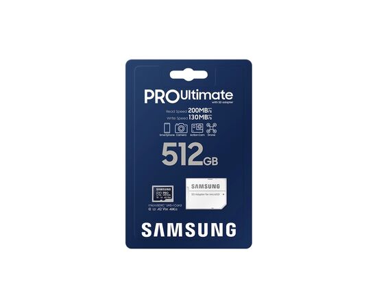 Карта памяти Samsung 512GB microSDXC class 10 UHS-I U3 V30 A2 Pro Ultimate (MB-MY512SA/WW), изображение 7 Карта памяти Samsung 512GB microSDXC class 10 UHS-I U3 V30 A2 Pro Ultimate (MB-MY512SA/WW), изображение 7