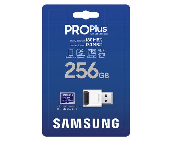 Карта памяти Samsung 256GB microSDXC class 10 UHS-I U3 V30 Pro Plus (MB-MD256SB/WW), изображение 3