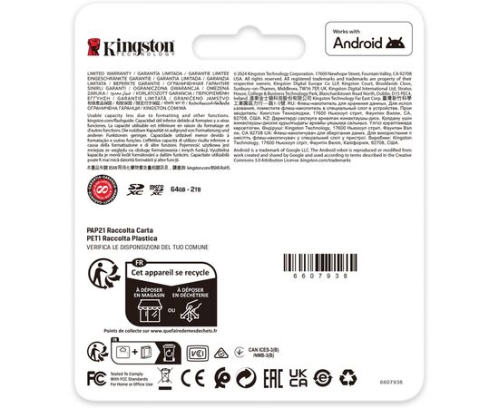 Карта памяти Kingston 64GB microSDXC сlass 10 UHS-I U3 V30 A2 Canvas Go Plus G4 (SDCG4/64GBSP), изображение 4 Карта памяти Kingston 64GB microSDXC сlass 10 UHS-I U3 V30 A2 Canvas Go Plus G4 (SDCG4/64GBSP), изображение 4