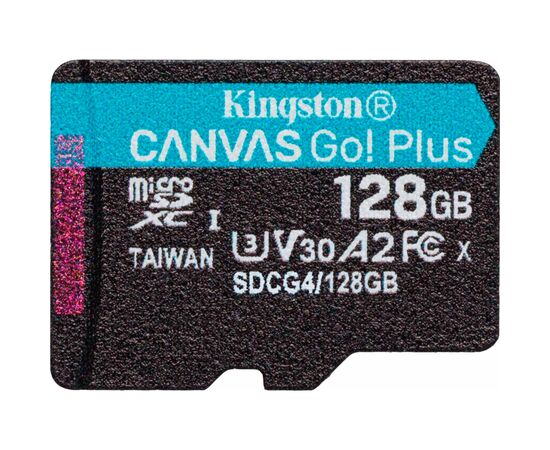 Карта памяти Kingston 128GB microSDXC сlass 10 UHS-I U3 V30 A2 Canvas Go Plus G4 (SDCG4/128GBSP)