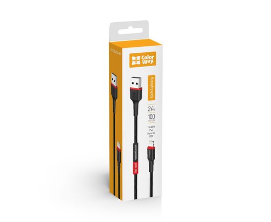 Дата кабель USB-C to Lightning 1.0m 2.4А black ColorWay (CW-CBUL064-BK), изображение 2 Дата кабель USB-C to Lightning 1.0m 2.4А black ColorWay (CW-CBUL064-BK), изображение 2