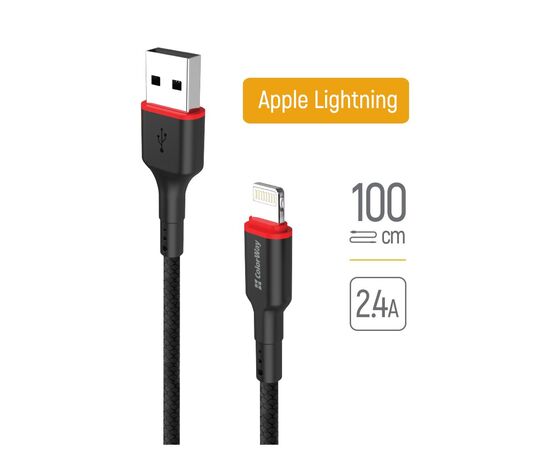 Дата кабель USB-C to Lightning 1.0m 2.4А black ColorWay (CW-CBUL064-BK)