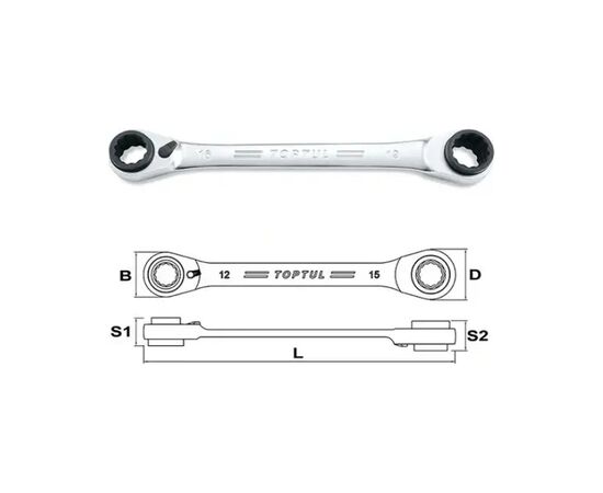 Ключ Toptul накидний з подвійною тріскачкою 72 зубця Pro-Series 8x11-10x9м, 150мм (ABAD0811), зображення 2 Ключ Toptul накидний з подвійною тріскачкою 72 зубця Pro-Series 8x11-10x9м, 150мм (ABAD0811), зображення 2