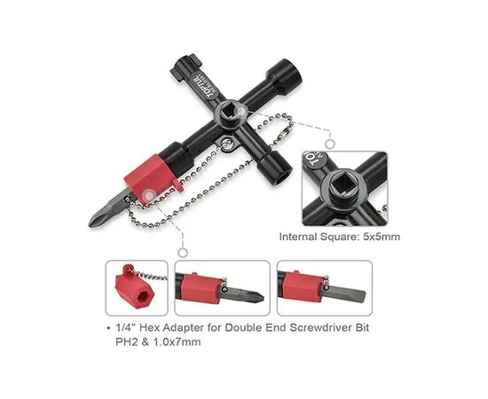 Ключ Toptul від технічних шаф багатофункціональний, 72мм (AEBL0501), зображення 2 Ключ Toptul від технічних шаф багатофункціональний, 72мм (AEBL0501), зображення 2