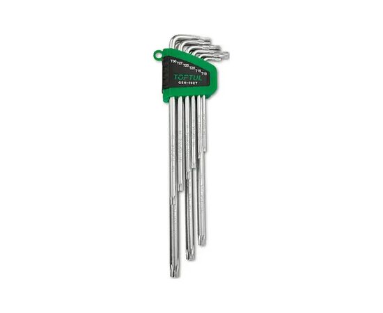 Ключ Toptul Г-подібний TORX T10-T50 9шт. супердовгий з отвором (GSN-09ET)