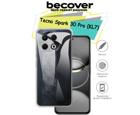 Чехол для мобильного телефона BeCover Tecno Spark 30 Pro (KL7) Transparancy (713138), изображение 6