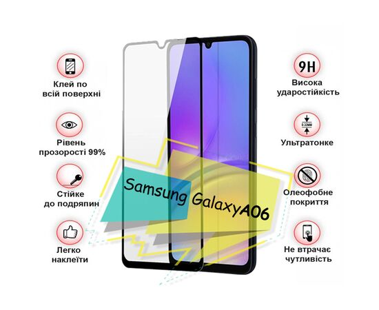 Стекло защитное BeCover Samsung Galaxy A06 SM-A065 Black (713240), изображение 3 Стекло защитное BeCover Samsung Galaxy A06 SM-A065 Black (713240), изображение 3