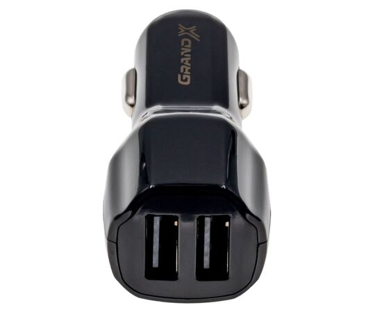 Зарядное устройство Grand-X car 12-24V Black 2USB 5V/2.4A (CH-26/CH-26B), изображение 2 Зарядное устройство Grand-X car 12-24V Black 2USB 5V/2.4A (CH-26/CH-26B), изображение 2