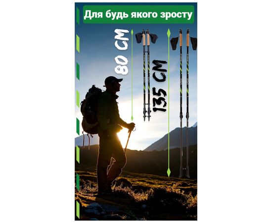 Палки для скандинавской ходьбы PowerPlay 9104 Lykke Black/Green 80-135 см (PP_9104_LYKKE), изображение 10 Палки для скандинавской ходьбы PowerPlay 9104 Lykke Black/Green 80-135 см (PP_9104_LYKKE), изображение 10