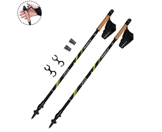 Палки для скандинавской ходьбы PowerPlay 9104 Lykke Black/Green 80-135 см (PP_9104_LYKKE), изображение 2 Палки для скандинавской ходьбы PowerPlay 9104 Lykke Black/Green 80-135 см (PP_9104_LYKKE), изображение 2