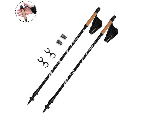 Палки для скандинавской ходьбы PowerPlay 9104 Lykke Black/White 80-135 см (PP_9104_LYKKE_Bl/White), изображение 2 Палки для скандинавской ходьбы PowerPlay 9104 Lykke Black/White 80-135 см (PP_9104_LYKKE_Bl/White), изображение 2