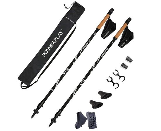 Палиці для скандинавської ходи PowerPlay 9111 Lykke Black/White 80-135 см (PP_9111_White)