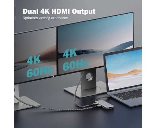 Порт-реплікатор Digitus USB-C > 2xHDMI/2xUSB-A/USB-C/SD/MicroSD/RJ54 (DA-70915), зображення 7 Порт-реплікатор Digitus USB-C > 2xHDMI/2xUSB-A/USB-C/SD/MicroSD/RJ54 (DA-70915), зображення 7