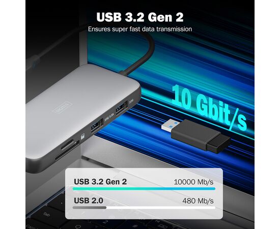 Порт-реплікатор Digitus USB-C > 2xHDMI/2xUSB-A/USB-C/SD/MicroSD/RJ54 (DA-70915), зображення 8 Порт-реплікатор Digitus USB-C > 2xHDMI/2xUSB-A/USB-C/SD/MicroSD/RJ54 (DA-70915), зображення 8