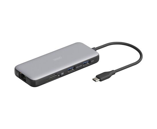 Порт-реплікатор Digitus USB-C > 2xHDMI/2xUSB-A/USB-C/SD/MicroSD/RJ54 (DA-70915)