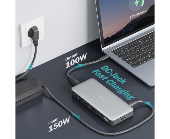 Порт-реплікатор Digitus USB-C > 2xHDMI/DP/2xUSB-A/USB-C/SD/MicroSD/RJ54/DC/Audio (DA-70917), зображення 10 Порт-реплікатор Digitus USB-C > 2xHDMI/DP/2xUSB-A/USB-C/SD/MicroSD/RJ54/DC/Audio (DA-70917), зображення 10