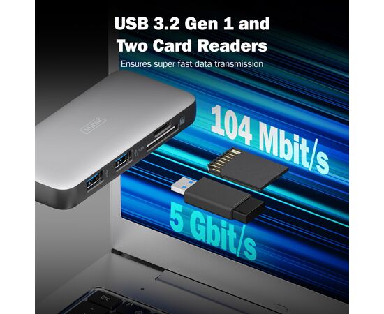 Порт-реплікатор Digitus USB-C > HDMI/2xUSB-A/USB-C/SD/MicroSD/RJ54, Travel (DA-70916), зображення 8 Порт-реплікатор Digitus USB-C > HDMI/2xUSB-A/USB-C/SD/MicroSD/RJ54, Travel (DA-70916), зображення 8