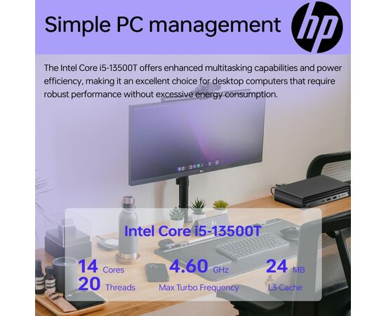 Компьютер HP Pro 400 G9 Mini / i3-13100T, 8, 512, WiFi, кл+м, Win11P (884V0EA), изображение 4 Компьютер HP Pro 400 G9 Mini / i3-13100T, 8, 512, WiFi, кл+м, Win11P (884V0EA), изображение 4