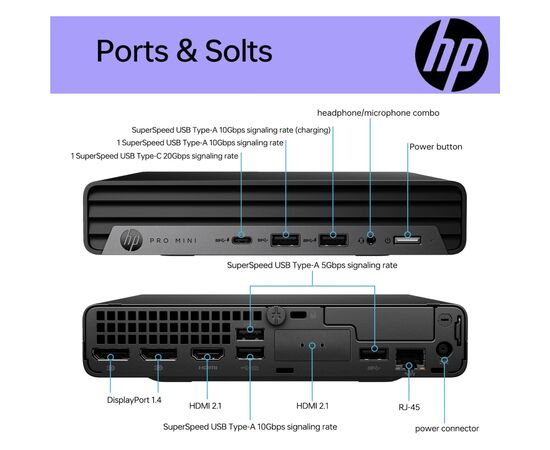 Компьютер HP Pro 400 G9 Mini / i3-13100T, 8, 512, WiFi, кл+м, Win11P (884V0EA), изображение 6 Компьютер HP Pro 400 G9 Mini / i3-13100T, 8, 512, WiFi, кл+м, Win11P (884V0EA), изображение 6