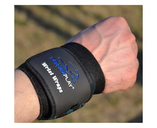 Бинт для спорта PowerPlay 3081 Gym WristT Wraps Чорно-Сині (PP_3081_Blue), изображение 9