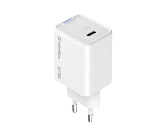 Зарядное устройство ColorWay GaN Mini 65W PD Port PPS USB-C white (CW-CHS049PD-WT), изображение 5 Зарядное устройство ColorWay GaN Mini 65W PD Port PPS USB-C white (CW-CHS049PD-WT), изображение 5
