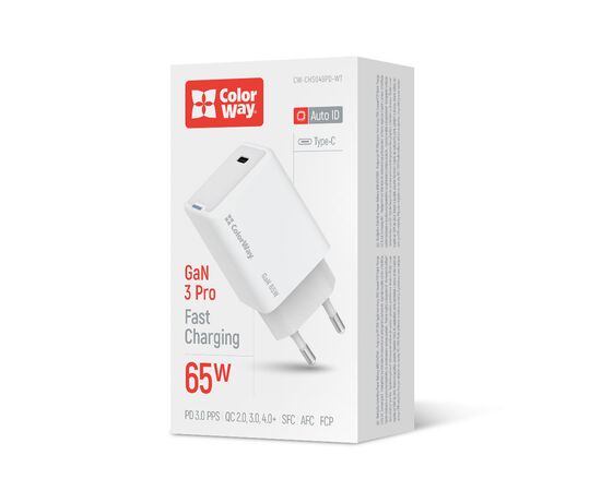 Зарядное устройство ColorWay GaN Mini 65W PD Port PPS USB-C white (CW-CHS049PD-WT), изображение 6 Зарядное устройство ColorWay GaN Mini 65W PD Port PPS USB-C white (CW-CHS049PD-WT), изображение 6
