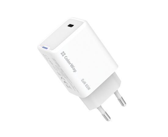 Зарядний пристрій ColorWay GaN Mini 65W PD Port PPS USB-C white (CW-CHS049PD-WT)