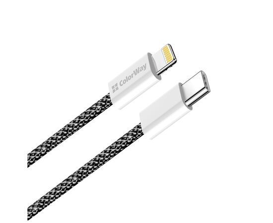 Дата кабель USB-C to Lightning 2.0m (PDF Fast Charging 27W) black ColorWay (CW-CBPDCL068-BK), изображение 3 Дата кабель USB-C to Lightning 2.0m (PDF Fast Charging 27W) black ColorWay (CW-CBPDCL068-BK), изображение 3