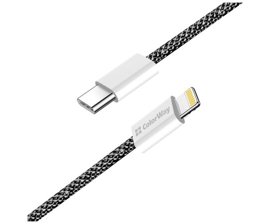 Дата кабель USB-C to Lightning 2.0m (PDF Fast Charging 27W) black ColorWay (CW-CBPDCL068-BK), изображение 4 Дата кабель USB-C to Lightning 2.0m (PDF Fast Charging 27W) black ColorWay (CW-CBPDCL068-BK), изображение 4