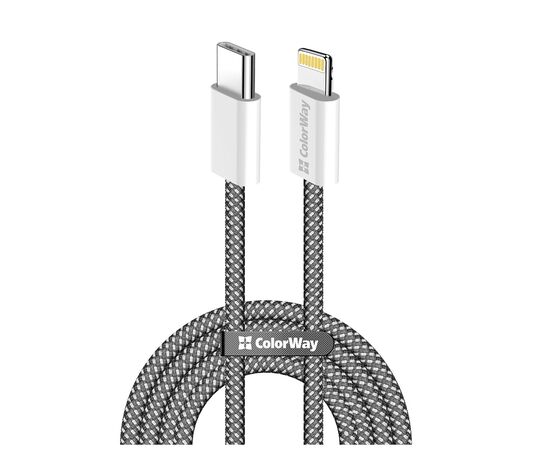 Дата кабель USB-C to Lightning 2.0m (PDF Fast Charging 27W) black ColorWay (CW-CBPDCL068-BK)
