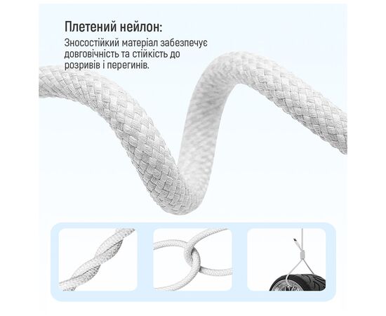 Дата кабель USB-C to USB-C 2.0m (braided cotton) (PD Fast Charging 60W) 3.0А grey ColorWay (CW-CBPDCC068-GR), изображение 11 Дата кабель USB-C to USB-C 2.0m (braided cotton) (PD Fast Charging 60W) 3.0А grey ColorWay (CW-CBPDCC068-GR), изображение 11