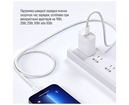 Дата кабель USB-C to USB-C 2.0m (braided cotton) (PD Fast Charging 60W) 3.0А grey ColorWay (CW-CBPDCC068-GR), изображение 12 Дата кабель USB-C to USB-C 2.0m (braided cotton) (PD Fast Charging 60W) 3.0А grey ColorWay (CW-CBPDCC068-GR), изображение 12