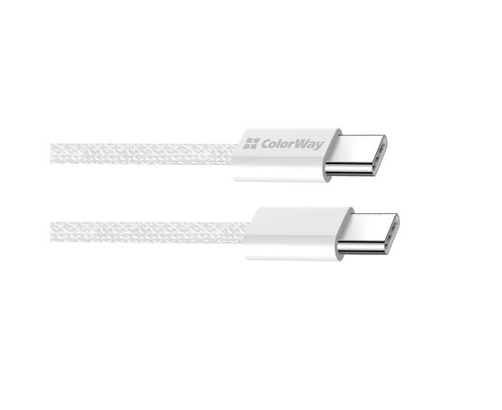 Дата кабель USB-C to USB-C 2.0m (braided cotton) (PD Fast Charging 60W) 3.0А grey ColorWay (CW-CBPDCC068-GR), изображение 2 Дата кабель USB-C to USB-C 2.0m (braided cotton) (PD Fast Charging 60W) 3.0А grey ColorWay (CW-CBPDCC068-GR), изображение 2