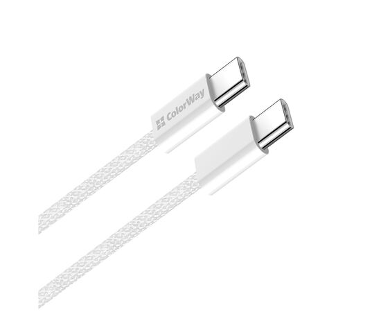 Дата кабель USB-C to USB-C 2.0m (braided cotton) (PD Fast Charging 60W) 3.0А grey ColorWay (CW-CBPDCC068-GR), изображение 3 Дата кабель USB-C to USB-C 2.0m (braided cotton) (PD Fast Charging 60W) 3.0А grey ColorWay (CW-CBPDCC068-GR), изображение 3