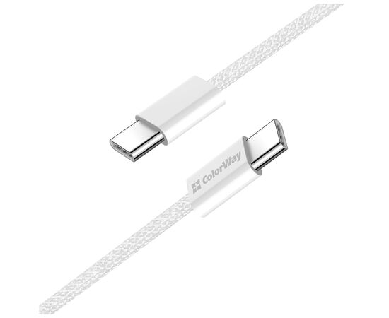 Дата кабель USB-C to USB-C 2.0m (braided cotton) (PD Fast Charging 60W) 3.0А grey ColorWay (CW-CBPDCC068-GR), изображение 4 Дата кабель USB-C to USB-C 2.0m (braided cotton) (PD Fast Charging 60W) 3.0А grey ColorWay (CW-CBPDCC068-GR), изображение 4