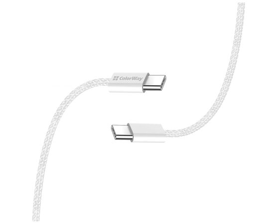 Дата кабель USB-C to USB-C 2.0m (braided cotton) (PD Fast Charging 60W) 3.0А grey ColorWay (CW-CBPDCC068-GR), изображение 5 Дата кабель USB-C to USB-C 2.0m (braided cotton) (PD Fast Charging 60W) 3.0А grey ColorWay (CW-CBPDCC068-GR), изображение 5