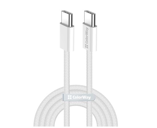 Дата кабель USB-C to USB-C 2.0m (braided cotton) (PD Fast Charging 60W) 3.0А grey ColorWay (CW-CBPDCC068-GR)