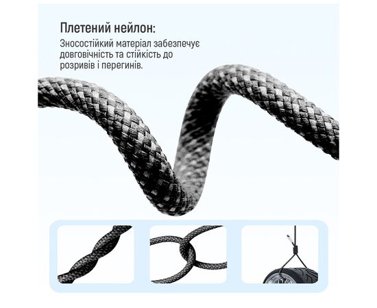 Дата кабель USB-C to USB-C 2.0m (braided cotton) (PD Fast Charging 60W) 3.0А black ColorWay (CW-CBPDCC068-BK), изображение 11 Дата кабель USB-C to USB-C 2.0m (braided cotton) (PD Fast Charging 60W) 3.0А black ColorWay (CW-CBPDCC068-BK), изображение 11