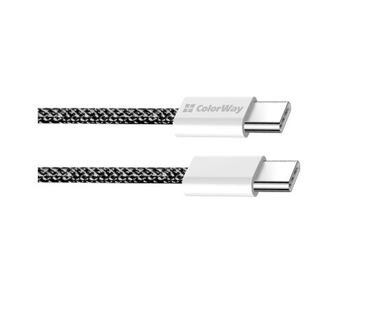 Дата кабель USB-C to USB-C 2.0m (braided cotton) (PD Fast Charging 60W) 3.0А black ColorWay (CW-CBPDCC068-BK), изображение 2 Дата кабель USB-C to USB-C 2.0m (braided cotton) (PD Fast Charging 60W) 3.0А black ColorWay (CW-CBPDCC068-BK), изображение 2