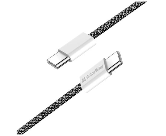 Дата кабель USB-C to USB-C 2.0m (braided cotton) (PD Fast Charging 60W) 3.0А black ColorWay (CW-CBPDCC068-BK), изображение 4 Дата кабель USB-C to USB-C 2.0m (braided cotton) (PD Fast Charging 60W) 3.0А black ColorWay (CW-CBPDCC068-BK), изображение 4