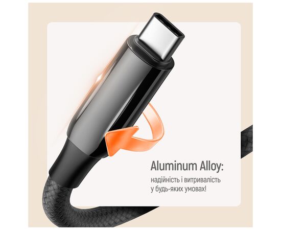 Дата кабель USB-C to USB-C 1.0m (PVC+Aluminum Alloy) (PD Fast Charging 240W) 5А black ColorWay (CW-CBPDCC069-BK), изображение 11 Дата кабель USB-C to USB-C 1.0m (PVC+Aluminum Alloy) (PD Fast Charging 240W) 5А black ColorWay (CW-CBPDCC069-BK), изображение 11