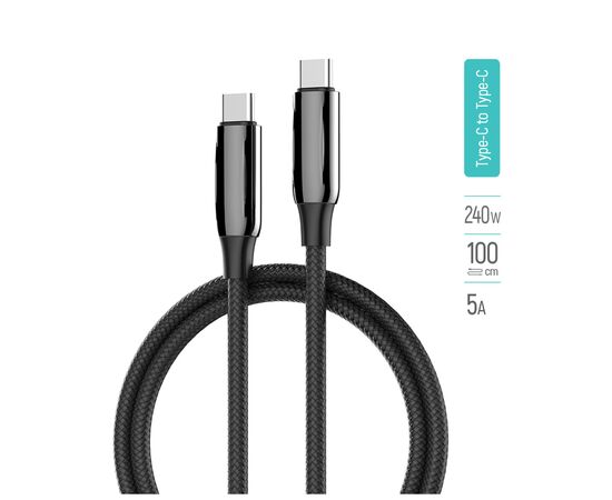 Дата кабель USB-C to USB-C 2.0m (PVC+Aluminum Alloy) (PD Fast Charging 240W) 5А black ColorWay (CW-CBPDCC070-BK), изображение 7 Дата кабель USB-C to USB-C 2.0m (PVC+Aluminum Alloy) (PD Fast Charging 240W) 5А black ColorWay (CW-CBPDCC070-BK), изображение 7