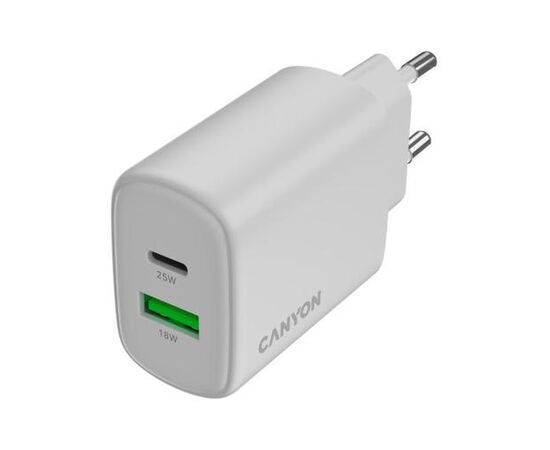 Зарядное устройство Canyon OnCharge 250 25W 1xPD 1xQC EU White (CNE-CHA250-21), изображение 4 Зарядное устройство Canyon OnCharge 250 25W 1xPD 1xQC EU White (CNE-CHA250-21), изображение 4