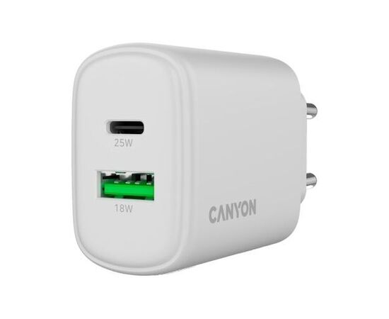 Зарядное устройство Canyon OnCharge 250 25W 1xPD 1xQC EU White (CNE-CHA250-21), изображение 5 Зарядное устройство Canyon OnCharge 250 25W 1xPD 1xQC EU White (CNE-CHA250-21), изображение 5