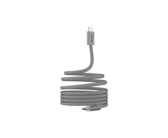 Дата кабель USB-C to USB-C 1.0m 60W Magnet Braided Light Grey Canyon (CND-CCMG60AB15LG), изображение 3 Дата кабель USB-C to USB-C 1.0m 60W Magnet Braided Light Grey Canyon (CND-CCMG60AB15LG), изображение 3