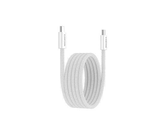 Дата кабель USB-C to USB-C 1.0m 60W Magnet Braided White Canyon (CND-CCMG60AB15W), изображение 2 Дата кабель USB-C to USB-C 1.0m 60W Magnet Braided White Canyon (CND-CCMG60AB15W), изображение 2